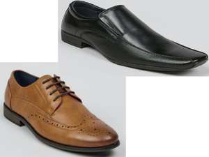 Black Tramline Slip On Shoes - £9 || Tan Formal Contrast Sole Brogues - £10 + free click & collect @ Matalan