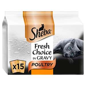 Sheba Fresh Choice Poultry Collection in Gravy, Wet Cat Food Mini Pouches for Adult Cats, 15 x 50 g Pack - £3.70 (+£4.49 NP) @ Amazon