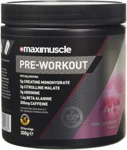 Maximuscle Pre-Workout Pink Lemonade Flavour 330g - £12.79 prime / £17.28 nonPrime / S&S £11.51 + 20% first time coupon at Amazon