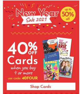 40% off Cards When Buying 4 Cards + £1.20 postage @ Funky Pigeon