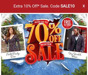 Joe Browns Up to 70% off Sale & Extra 10% off with code delivery is £4 & Free returns @ Joe Browns