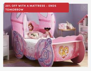 Disney Princess Carriage Toddler Bed Frame with Canopy + Mattress - £248.20 @ Dreams