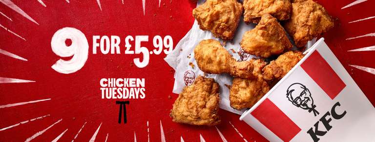 KFC Chicken Tuesday : 9 Pieces Of Original Chicken For £5.99 @ KFC