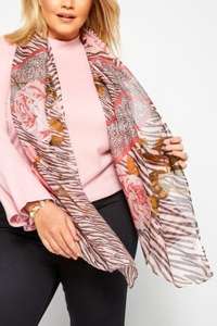 Blush Pink Mixed Animal & Floral Print Scarf £3.98 Delivered @Yours Clothing