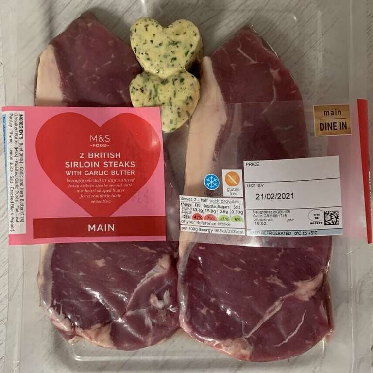 Valentines Stock incl Meal Deal half price e.g. £5 for 2 Sirloin Steaks, 2 Runny Scotch Eggs £1.75 Heat Donut 43p @ Marks & Spencer Gosport