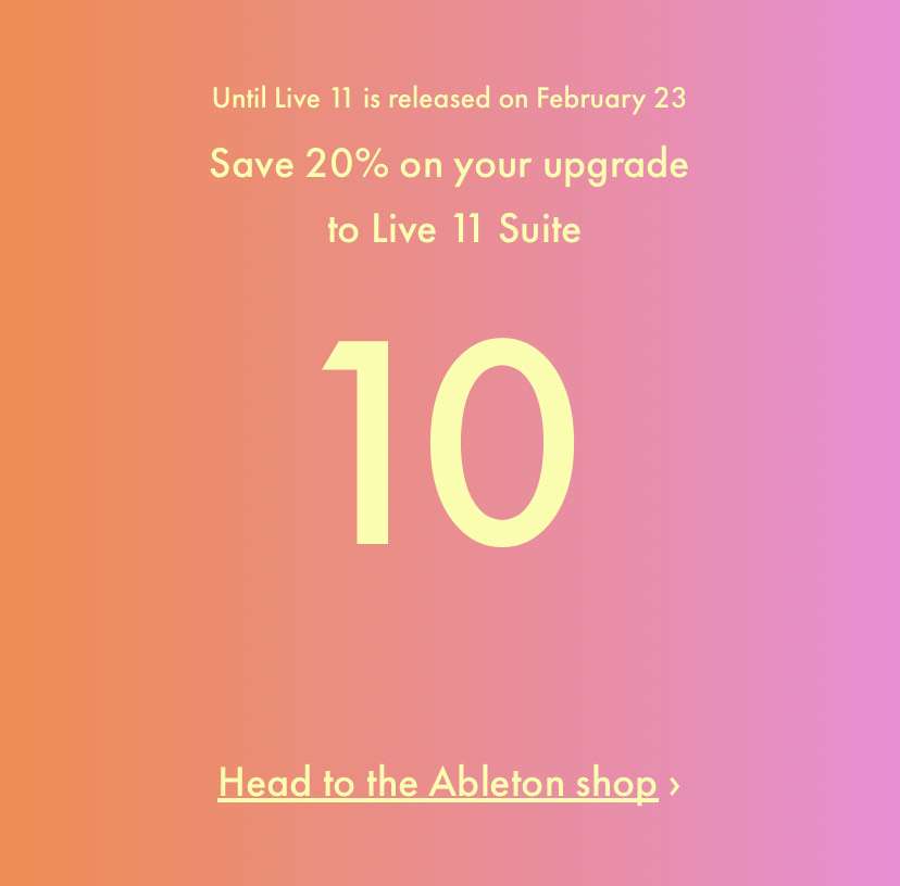 ableton live 11 suite upgrade price