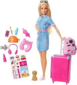 Barbie FWV25 Doll and Travel Set with Puppy, Luggage £17.50 delivered @ Jac in a box