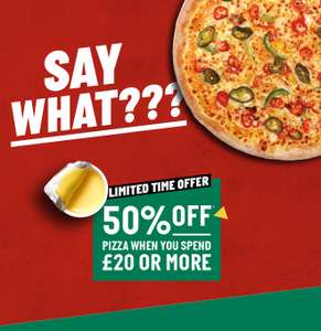 50% off pizzas when you spend £20 or more @ Papa Johns