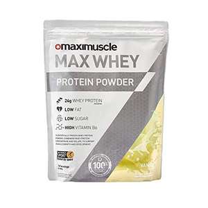 Maximuscle Max Whey Protein Powders 480g £9.99 Prime /£8.99 S&S Vanilla, Chocolate, Strawberry Free delivery Prime (£4.49 NP) @ Amazon
