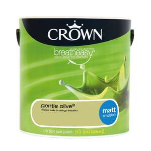 Buy One Get One Half Price on 2.5L pots Crown coloured emulsion paint - 5L from £30 delivered @ Homebase