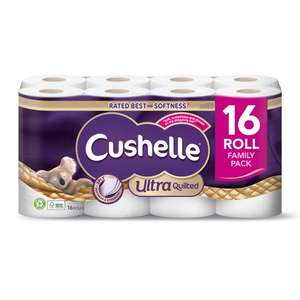Cushelle Ultra Quilted 3 Ply 16 Roll - £6.50 club card price (+ Delivery Charges / Min Spend Applies) @ Tesco
