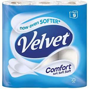 Velvet Comfort toilet roll 9 pack £1.25 instore @ Tesco (Macclesfield Metrobut)