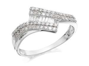 9ct White Gold Two Row Diamond Crossover Ring - 1/3ct - £199 / £200.99 delivered @ F.Hinds