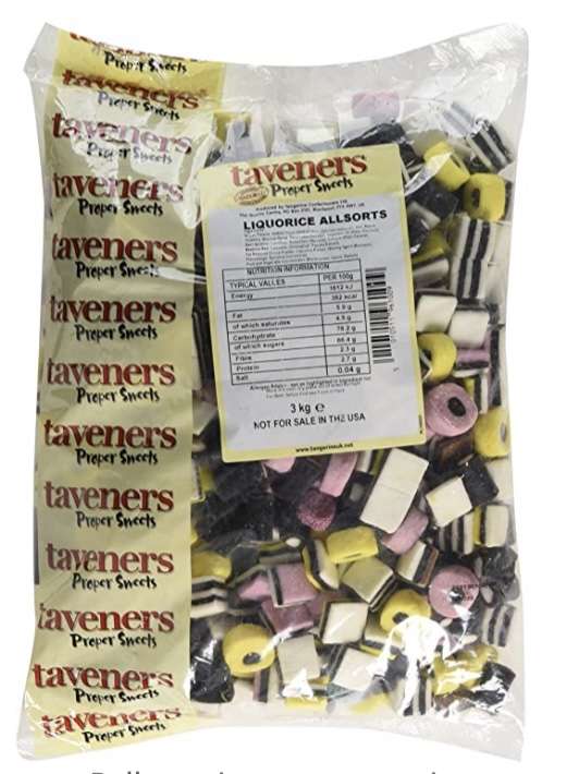 6kg (2x3kg) of Taveners liquorice allsorts for £17.98 delivered - Dispatched from and sold by Monmore Confectionery on Amazon