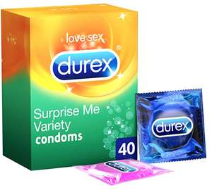 Durex bulk Surprise Me variety assorted multi-pack condoms. Pack of 40 £14.89 prime / £19.38 non prime @ Amazon