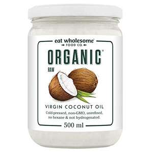 Organic Raw Cold-Pressed Virgin Coconut Oil 500 ml - £3.29 (+£4.49 Non-Prime) @ Amazon