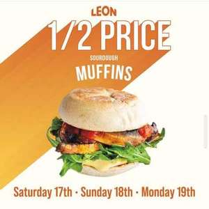 Half price sourdough muffins now £2.37 at Leon Restaurants from Sat 17th