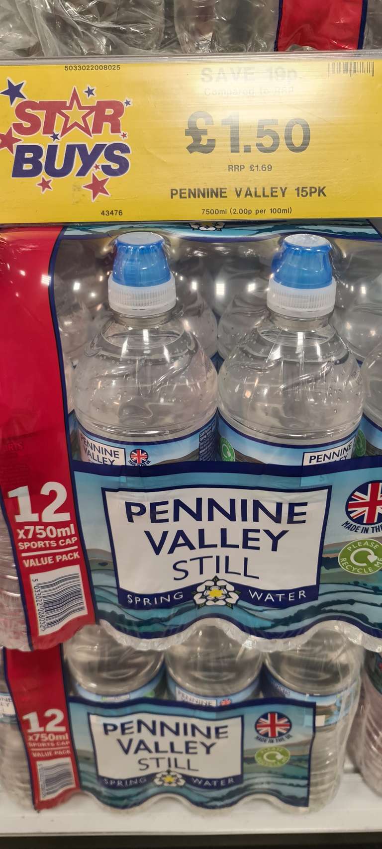 Pennine Valley Still Water £1.50 for 15 x 500 ml, 12 x 750 ml, 24 x 330 ml packs @ Home Bargains Edmonton Green