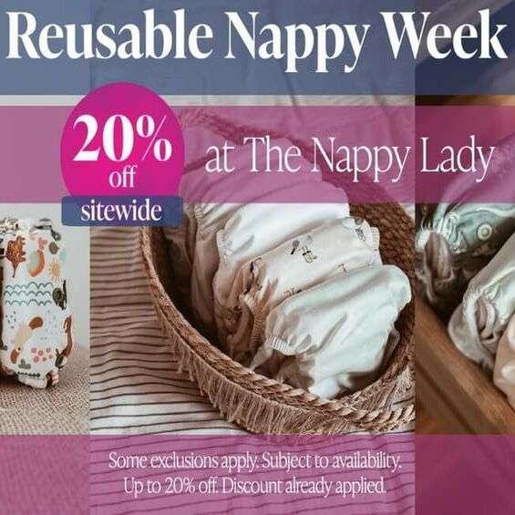 Reusable Nappy Week - up to 20% off site wide at The Nappy Lady - Delivery From £2.50