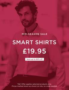64% off Men’s casual shirts, 56% off Men’s smart shirts - From £19.95 + £4.95 delivery @ Hawes & Curtis