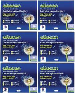 6 Months Supply Allacan Cetirizine Hayfever Allergy Tablets 30 x 6 £3.24 @ Amazon sold by Pharmacy Prime