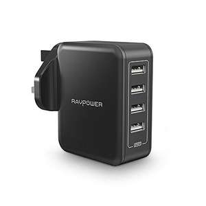 RAVPower 40W 8A 4-Port USB Plug Charger with iSmart 2.0 - £8.99 (+£4.49 Non Prime) - Sold by RAVPower official and Fulfilled by Amazon