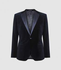 Ace Velvet Blazer Navy - Dinner / Tuxedo jacket £90 at Reiss - free Collect In Store / £5 delivery