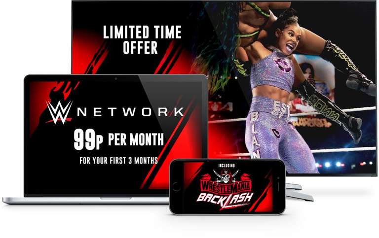99p per month for 3 months @ WWE Network
