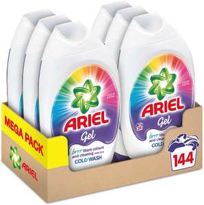 Ariel Washing Liquid Laundry Detergent Gel, 144 Washes (6 x 888 ml) - £18 (+£4.49 Non Prime) @ Amazon