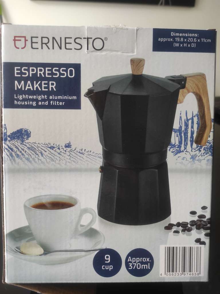 Espresso stovetop 9 cup mokka pot only 7.99 at Lidl