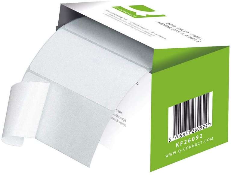 Q-Connect Easi Peel Address Label - Roll of 200, White : Usually dispatched within 1 to 2 months £1.68 (+£4.49 Non Prime) @ Amazon
