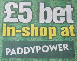 Free £5 in shop Bet at Paddy Power via The Sun Newspaper 85p @ Tesco