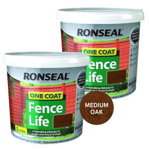 2 x 5L One Coat Fencelife Medium Oak or Forest Green (Ready Mixed) £12 at Brewers