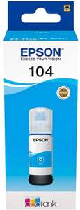 Epson EcoTank 104 Cyan Genuine Ink Bottle - £3.66 Prime / +£4.49 non Prime @ Amazon