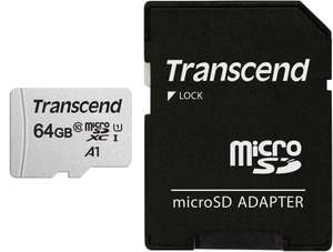 Transcend 64GB microSDXC 300S Memory Card with adapter, Class 10, U1, 95MB/s Eco packaging for £5.17 (+£4.49 Non Prime) delivered @ Amazon