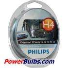 Philips X-Treme Power H4 headlight bulbs (Twin pack) @ Powerbulbs Only £19.99 FREE Delivery And FREE Philips Blue Vision Sidelight Bulbs