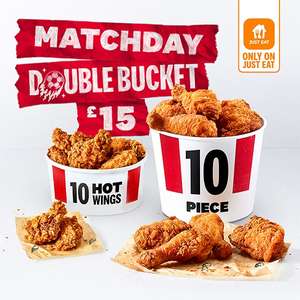KFC Matchday Double Bucket - £15 + Minimum £1.49 Delivery Charges @ KFC via Just Eat