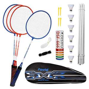 Airsnigi 4-Player badminton set with net, six shuttlecocks, and four racquets for £29.99 delivered @ cassetly / Amazon