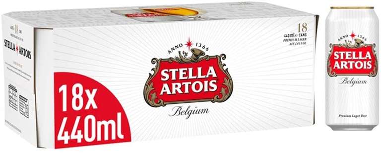Stella Artois Premium Lager Beer Can 18 x 440 ml - £13.97 (+£4.49 nonPrime) at Amazon