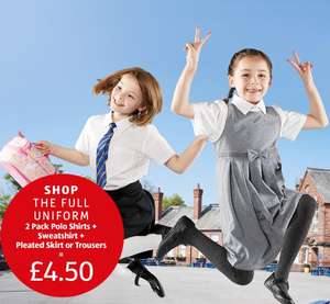 Aldi School Event - £4.50 school uniform bundle - 2 polo shirts, 1 Sweatshirt + Trousers or Skirt - online 18th July, instore 22nd July