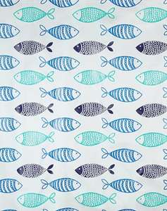 Fish Print PEVA Fabric Shower Curtain Includes 12 Curtain Rings £2 + Free Click & Collect @ Asda / George