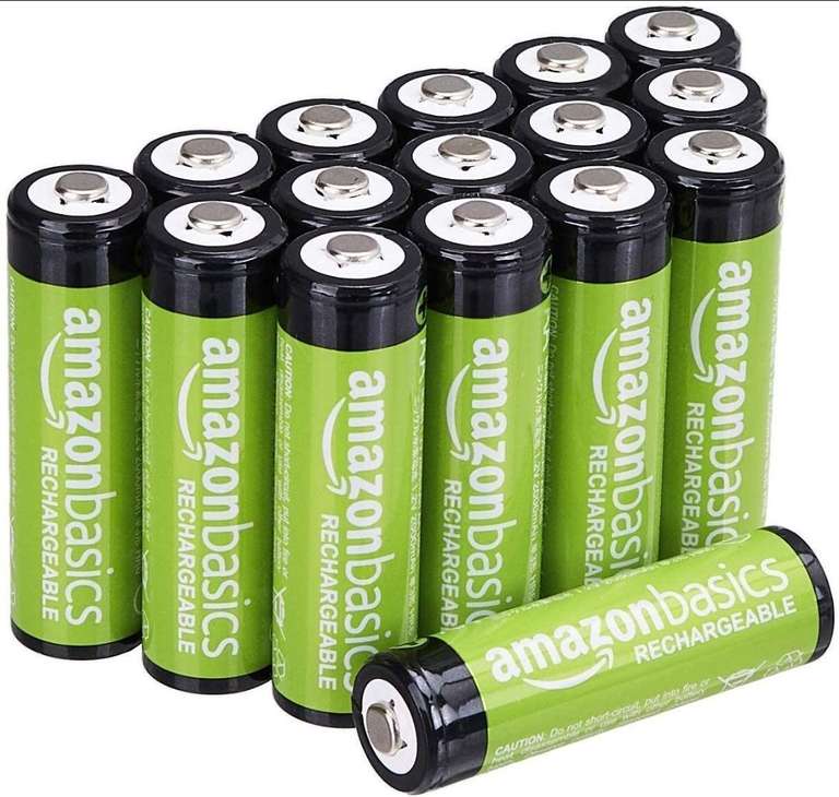Amazon Basics AA Rechargeable Batteries, Pre-charged - Pack of 16 - £13.50 (+£4.49 Non Prime) @ Amazon