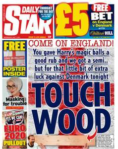 £5 in shop Bet on today's Euros game @ William Hill via Daily Star - 55p