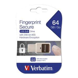 Verbatim 64GB Fingerprint Secure USB3.0 Nano Drive with 256-BIT AES Hardware Encription £23.99 at Scan