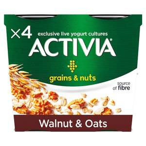 Activia Grains & Nuts Walnut & Oats 4 Pots 480g £1 at Morrisons (Min Basket / Delivery Charge Applies)