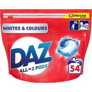 Daz All-in-1 Pods Washing Liquid Capsules For Whites and Colours 54 Washes £5 instore @ Wilko, Cramlington