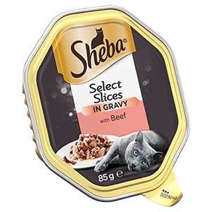 Sheba Select Slices in Gravy – Beef Selection – Wet cat food trays for adult cats – 22 x 85 g Pack £1.75 (+£4.49 non-prime) @ Amazon