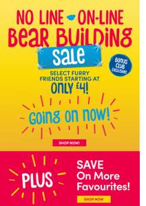 Build a Bear Online Sale - Bears From £4 (eg Birthday Bear) - £3.99 Delivery (Bonus Club Exclusive Members Only) @ Build-A-Bear Workshop