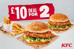 2 Fillet Burgers and 2 Regular Fries for £10 via KFC Delivery (Plus Delivery & Fees)