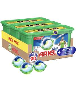 Ariel All-in-1 Pods Washing Liquid Laundry Detergent Tablets/Capsules, 90 Washes (30x3) with Active Odour Defence - £18 (+£4.49 NP) @ Amazon